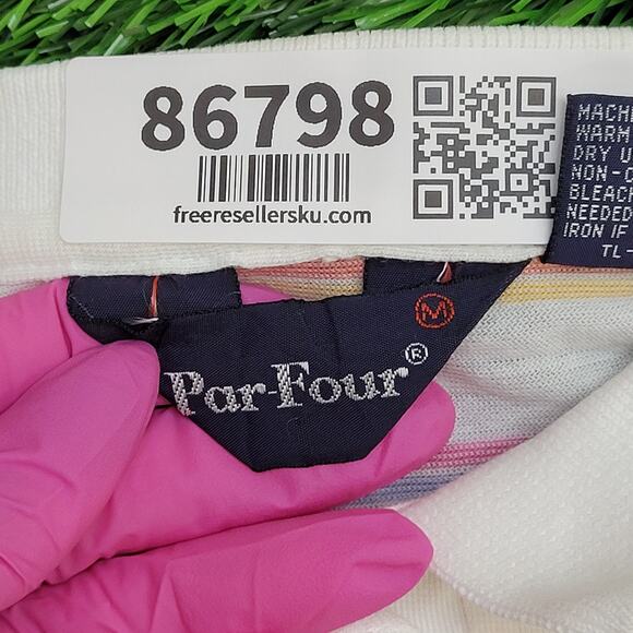 Vintage Par-Four MOD Striped Polo Shirt Womens S/M 18x23 Crop White - Picture 4 of 11